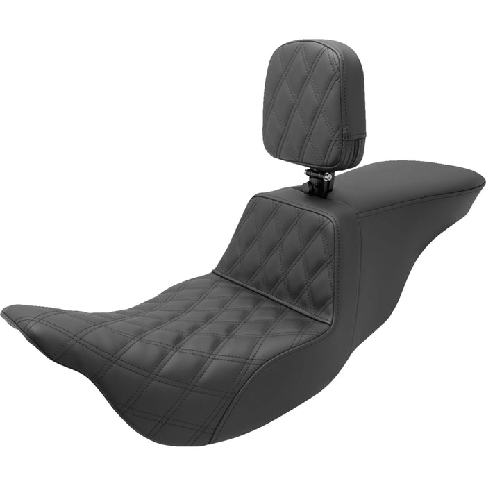 SADDLEMEN 0801-1464 808-07B-192BR Tour Step Up Seat - Rider Backrest - Rider Lattice Stitch - FL '08-'23