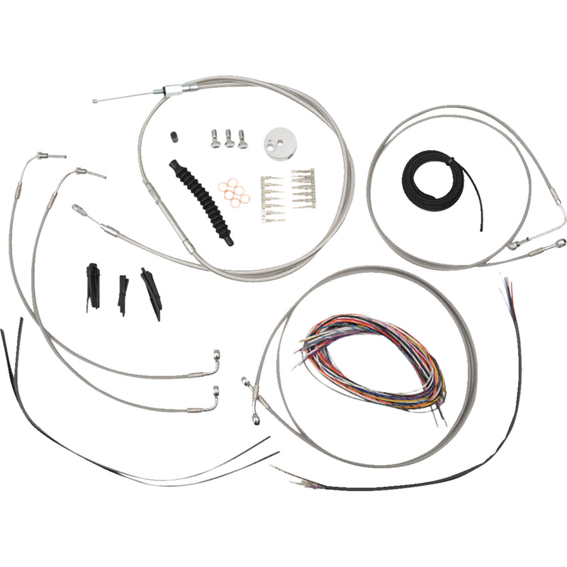 LA Choppers Complete Stainless Braided Handlebar Cable Brake Line Kit — Cable Kit Mini Handlebars - LA-8157KT2-08 For Harley Softail 2018-2024
