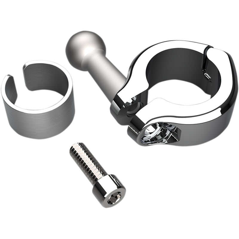 Ciro Aluminum Clamp Kit Ball Mount 7/8" 1" Handlebars Chrome - 50128 For Harley Motorcycles 1994-2026