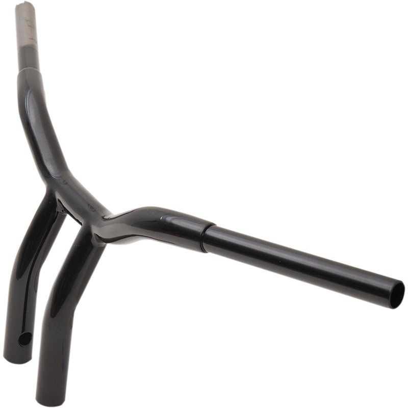 LA CHOPPERS 0601-4939 LA-7338-10B Kage Fighter Welded Bent-Riser Handlebar - One Piece - Bent - 10" - Black