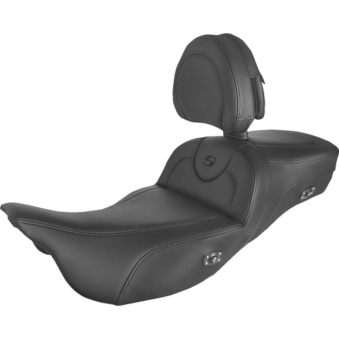 SADDLEMEN 0801-1401 808-07B-188BRHC Roadsofa™ Extended Reach Heated Seat  - Black/Black Stitching - With Backrest