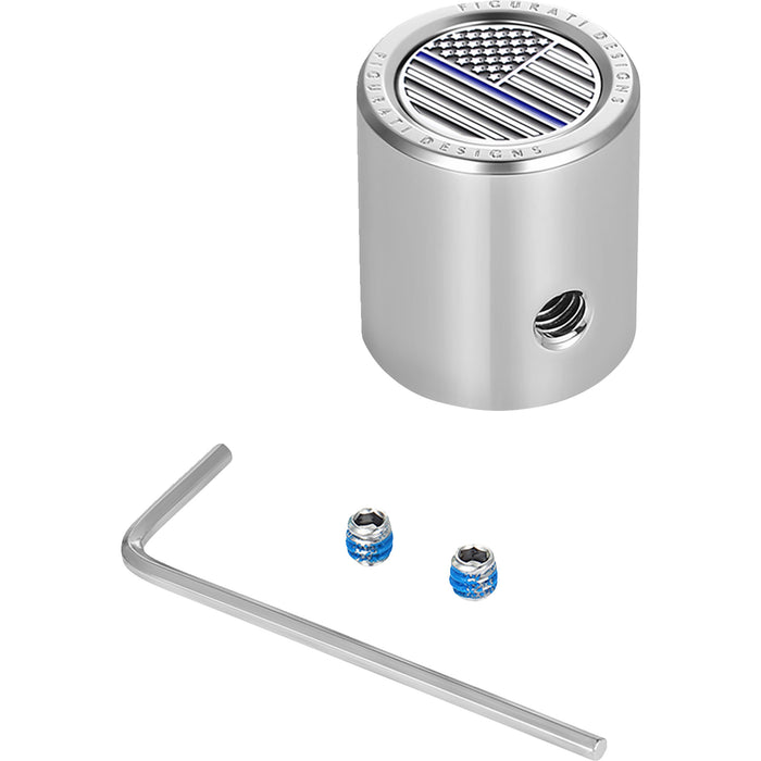 FIGURATI DESIGNS 1602-1476 FD70-HTSC-SS Heel-Toe Shifter Cover blue line american flag - stainless steel