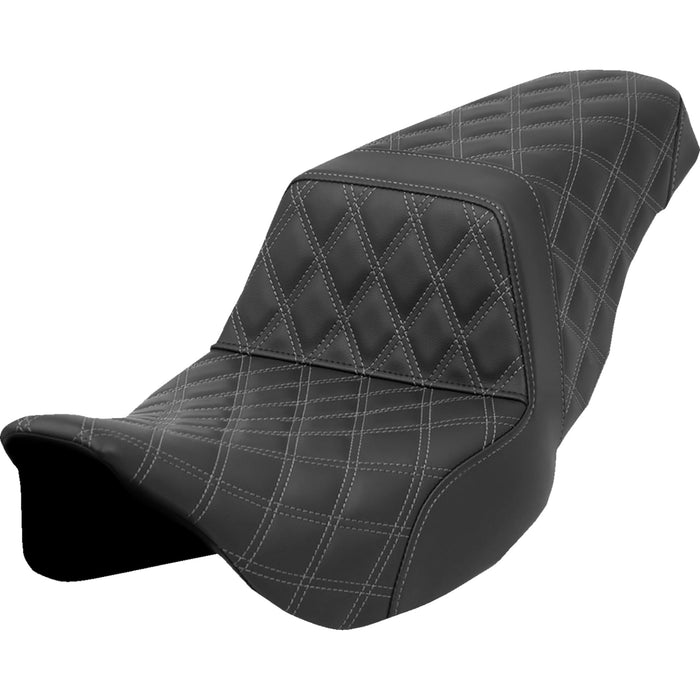 SADDLEMEN 0801-1584 A808-07B-175GRE Lattice Stitch Step-Up Seat - Gray Stitch - FLH/FLT '08-'23