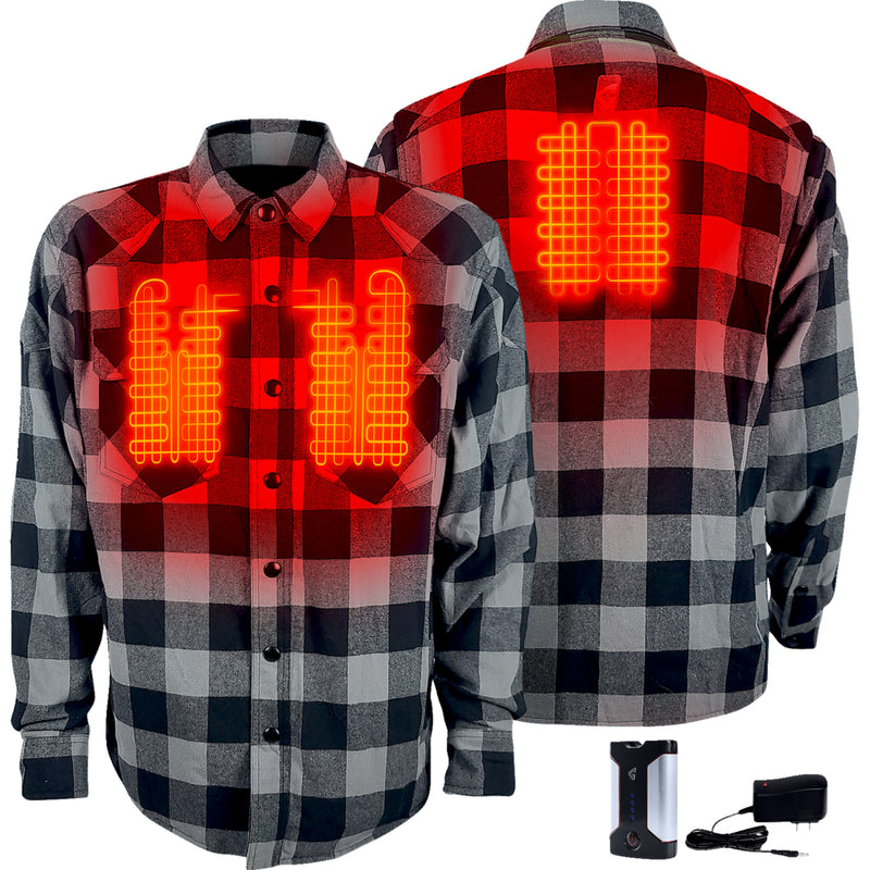 GERBING HEATED CLOTHING 7 V Battery Flannel Shirt Gray/Black