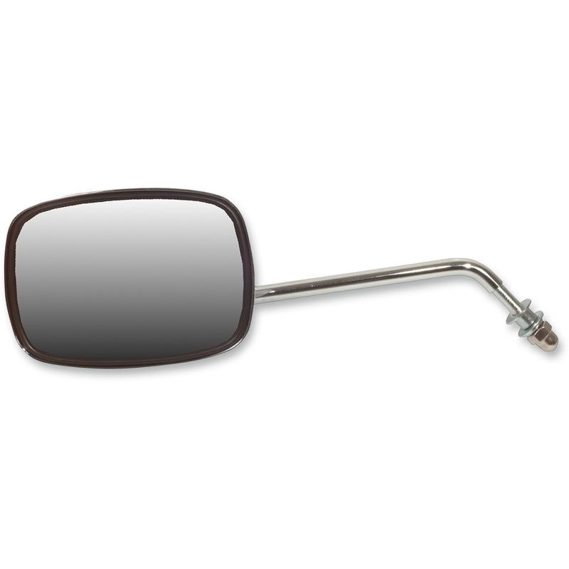 Emgo Die-Cast Chrome Custom Mirror — Short Side View Plain Face Rectangle Short Stem Left Bolt-On Each - 20-21714