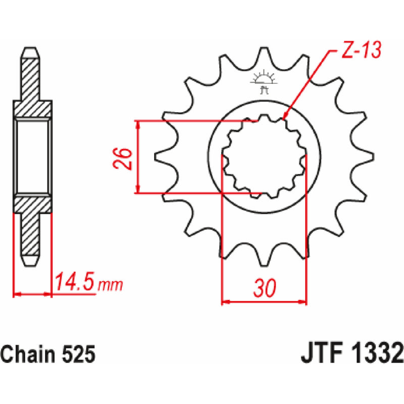 JT Sprockets Rubber-Cushioned Sprocket - JTF1332.16RB Honda Interceptor / VFR800X Crossrunner 2014-2017