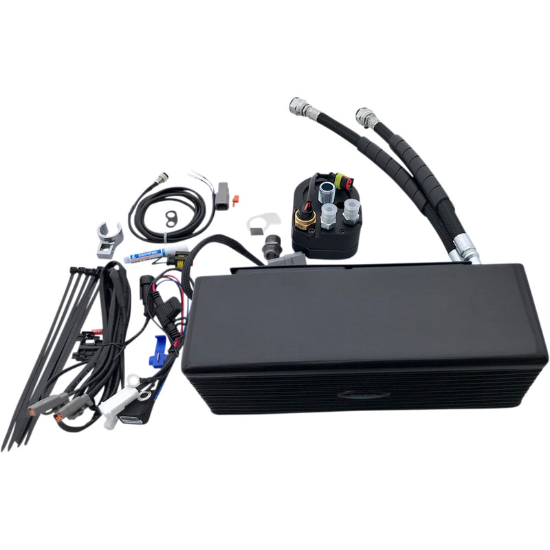 Ultracool Below Regulator Mount Oil Cooler Kit With Fan For S&S T Series Engines Gloss Black Dyna - DY-1GSS For Harley Dyna 1993-2017