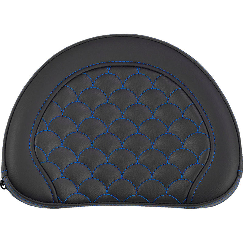 SADDLEMEN 0822-0678 051320901 Contoured Sissy Bar Pad dragon scale - blue stitch