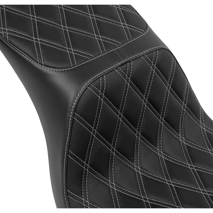 DRAG SPECIALTIES 0802-1636 Performance Predator 2-Up Seat - Vinyl - Double Diamond - Silver Stitching - FLSB/FXLRS '18-'24