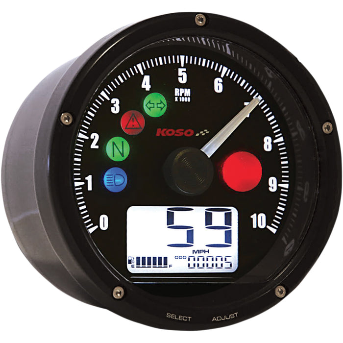 KOSO NORTH AMERICA 2210-0492 BA035K00-HD TNT-01 Electronic Speedometer/Tachometer black face - black housing - 3" diameter x 1.75" d