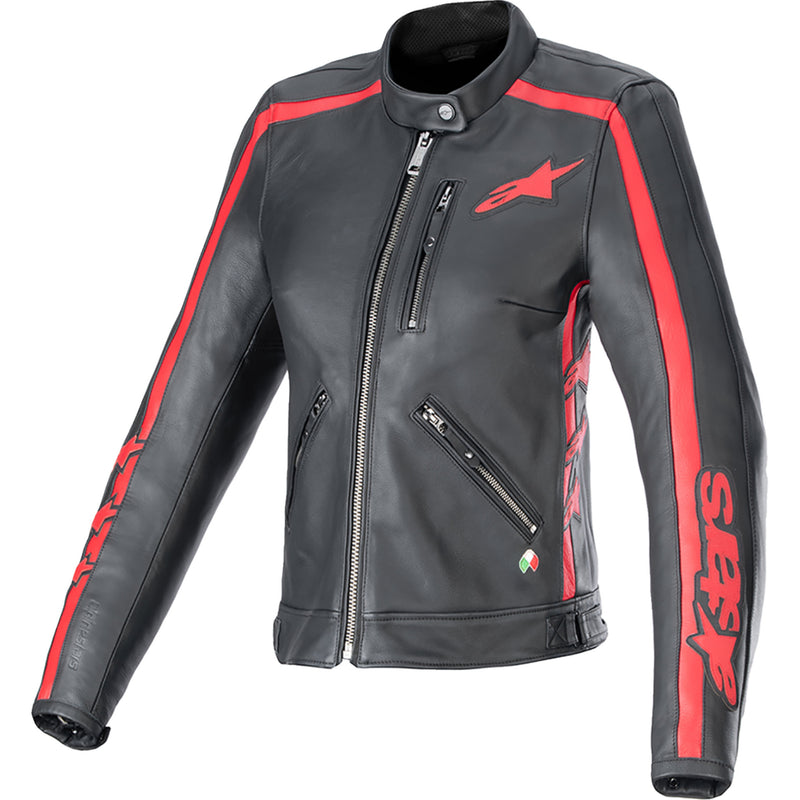 ALPINESTARS Stella Dyno Leather Jacket Black/Haute - Red