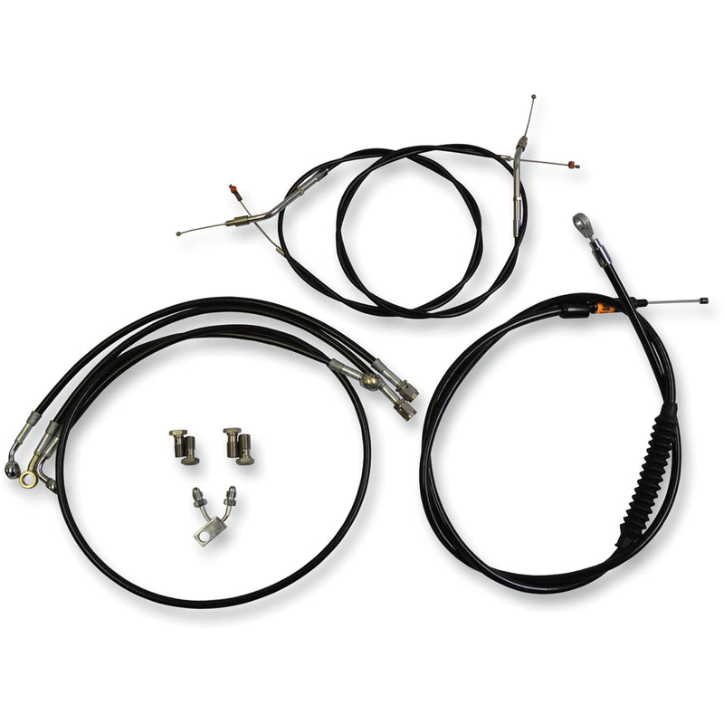 LA Choppers Standard Black Vinyl Handlebar Cable Brake Line Kit — Ape Hanger 12"-14" Ape Hangers - LA-8150KT-13B For Harley Softail 2011-2014
