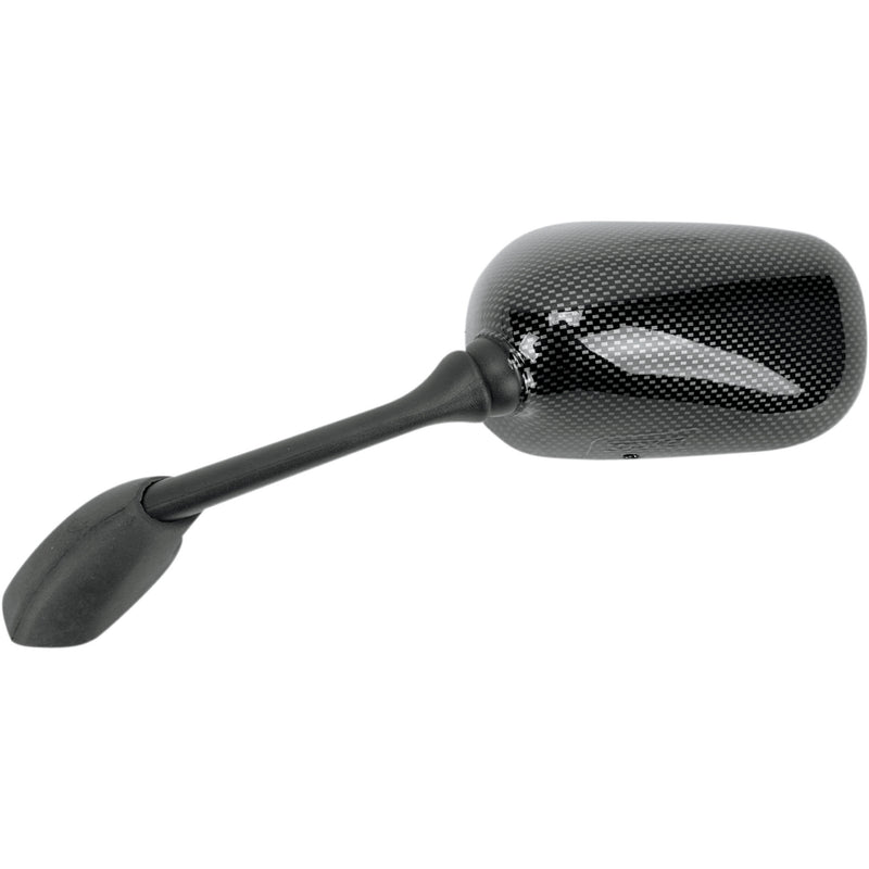 EMGO 0640-0182 20-80544 Carbon Fiber Mirror Mirror - Side View - Black/Carbon Fiber - Rectangle - Left - Yamaha