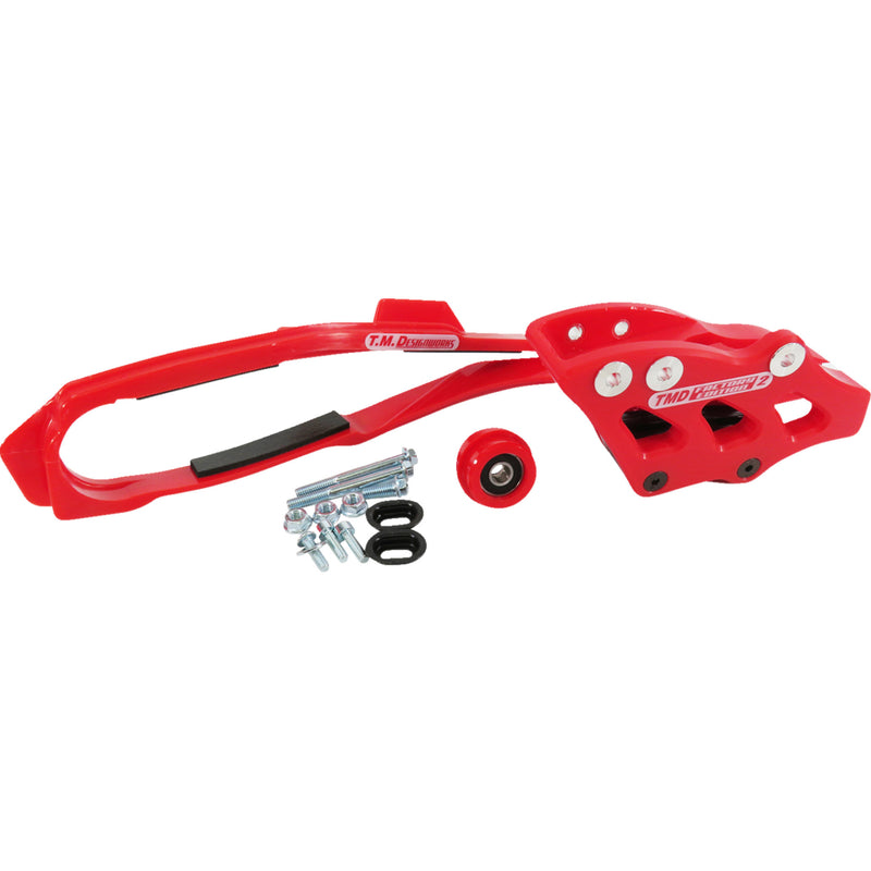 T.M. DESIGNWORKS 1231-1548 DCK-OR17-RD Chain Guide and Slider Kit Chain Guide/Slider - Red - Honda
