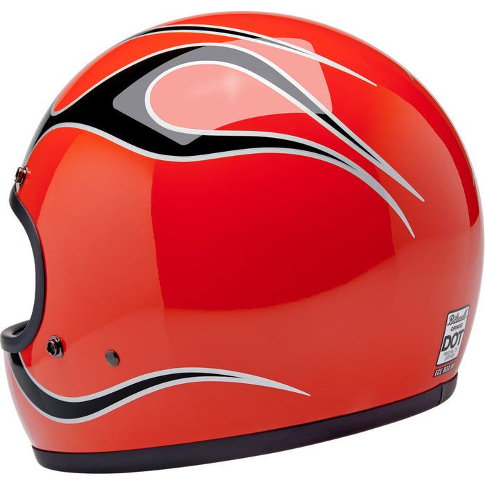 BILTWELL Gringo Flames Helmet - Competition Orange