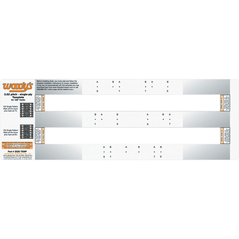 WOODY'S 3820-0010 252S-TEMP Studding Template track - 128" - 2.52" pitch