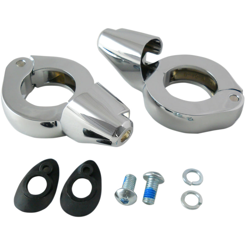 DRAG SPECIALTIES 2020-1267 Turn Signal Fork Clamps Turn Signal Mount - 39 mm - Chrome