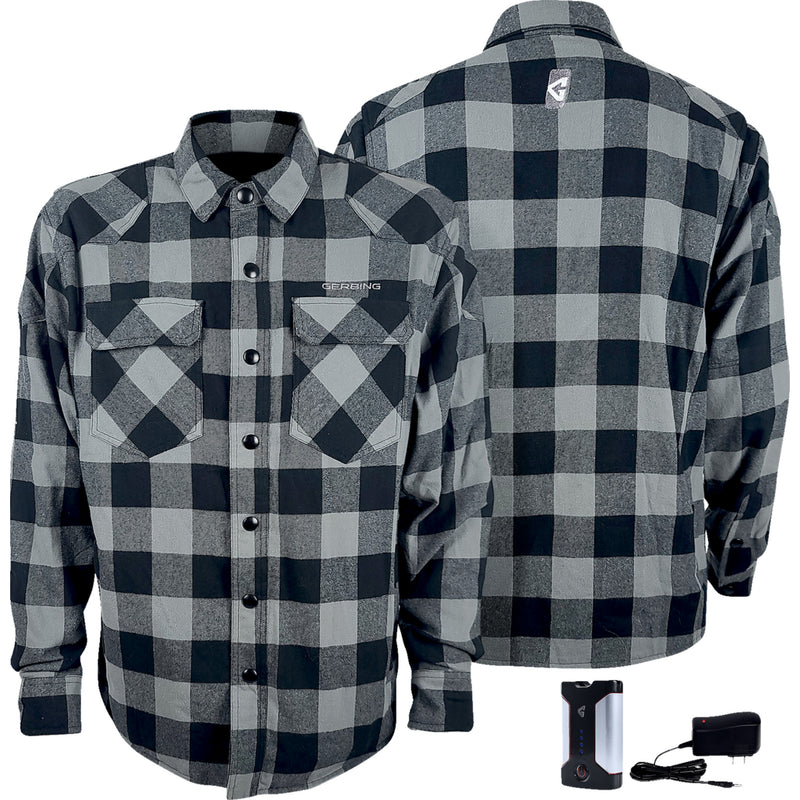 GERBING HEATED CLOTHING 7 V Battery Flannel Shirt Gray/Black