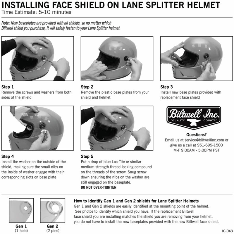 BILTWELL Lane Splitter Helmet Shield Gen - 2