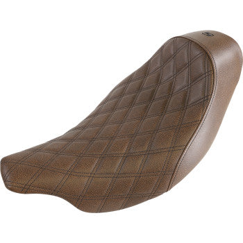 SADDLEMEN 0801-1037 808-07B-002BLS Renegade Lattice Stitch Solo Seat - Brown - FLH