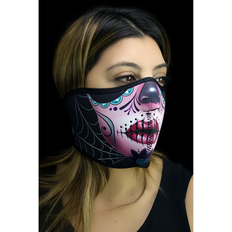 ZAN HEADGEAR 2504-0410 WNFM082H Neoprene Half Mask Half Mask - Sugar Skull