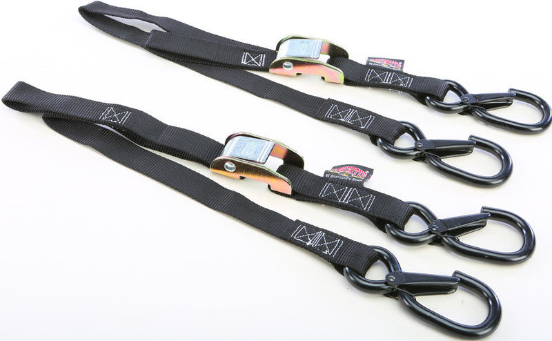 Powertye TIE-Down CAM SEC Hook Watercra Water Craft 1"X3' Black Pair - 22032-S