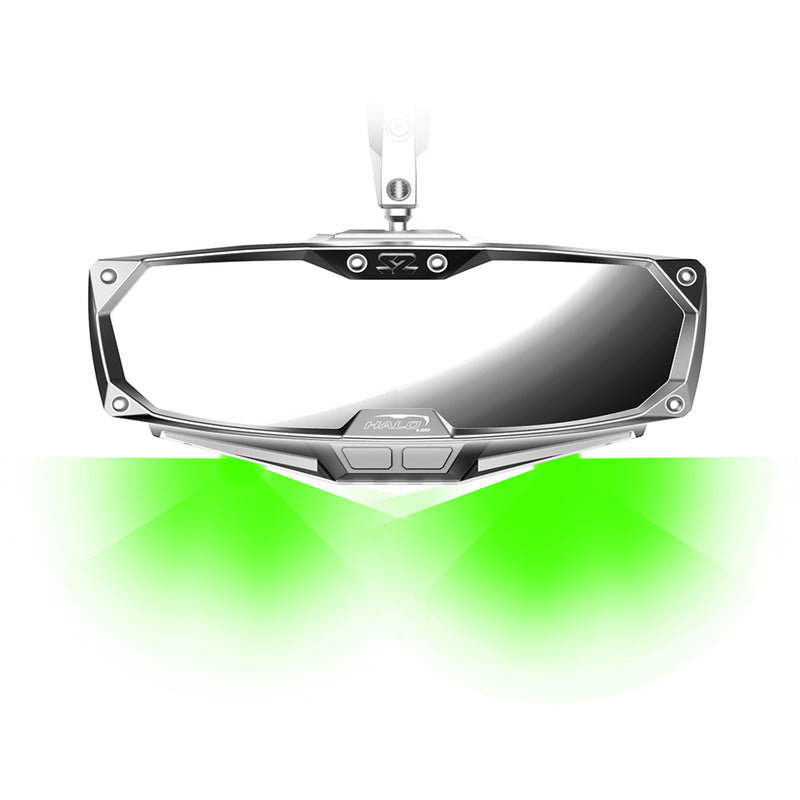 SEIZMIK 0640-1408 56-18020 Halo-RA LED Rearview Mirror with Map and RGB Lighting Mirror - Halo R - Rear View w/LED Cabin Light - Rectangle - Silver w/Silver Bezel - 1.875"/2" ROPS