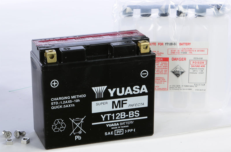 Yuasa Battery YT12B-BS Maintenance Free - YUAM6212B For Ducati Motorcycles 2001-2022 | Kawasaki Ninja 2004-2010