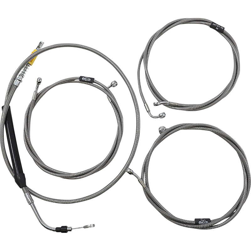 LA Choppers Standard Stainless Braided Handlebar Cable Brake Line Kit 15"-17" Ape Hangers - LA-8058KT-16 For Harley Touring 2021-2022