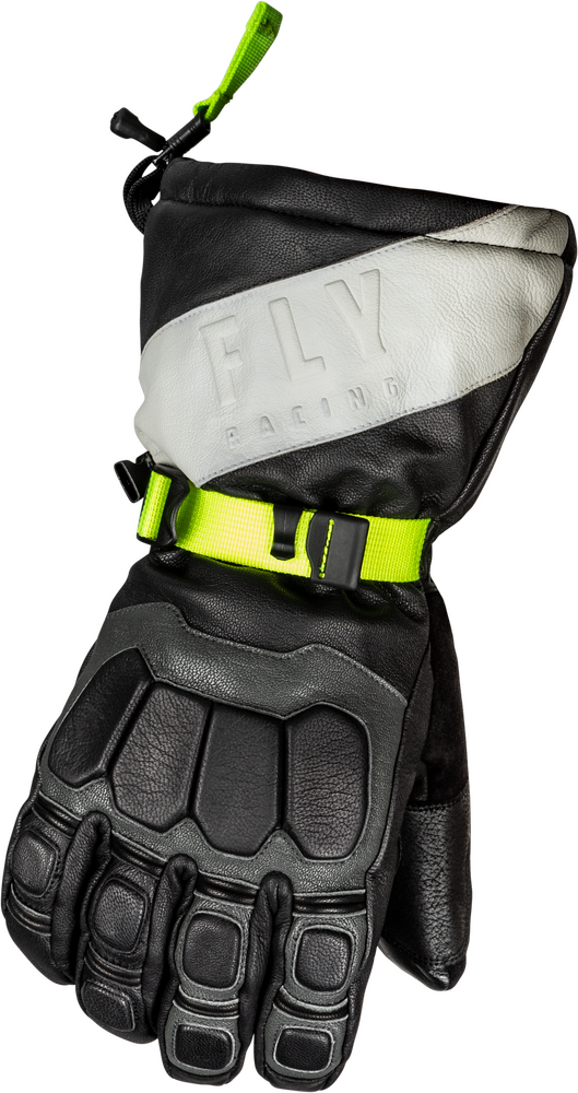 Fly Racing Glacier Gloves Black Grey HI-VIS LG