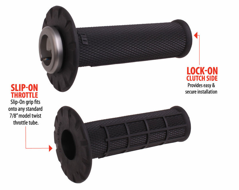 Odi 206-1156 H21UHWB UNIVERSAL LOCK-ON GRIPS HALF-WAFFLE BLACK/SILVER