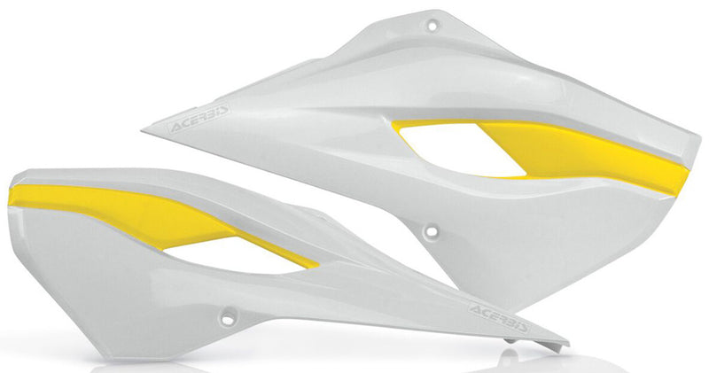 Acerbis Radiator Shrouds White Yellow - 2393411070 Husqvarna Dirt Bikes 2014-2015