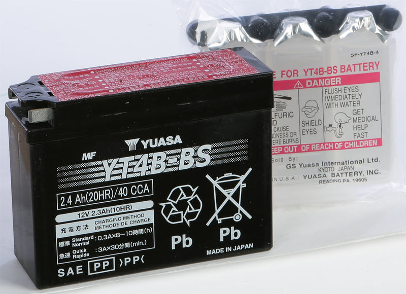 Yuasa Battery YT4B-BS Maintenance Free - YUAM62T4B For Yamaha 90 / 50 / 110 / 400 2011-2023 | Suzuki 70 / 50 2015-2023