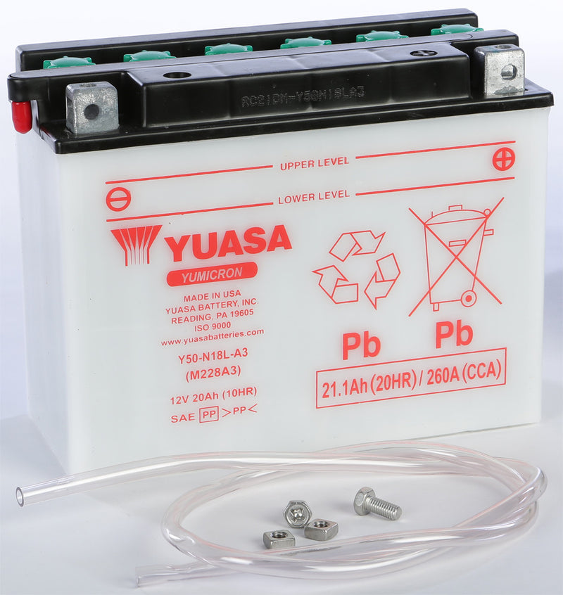 Yuasa Battery Y50-N18L-A3 Conventional - YUAM228A3TWN Honda Gold / GL1500E / GL1500A / GL1500I 1988-2000
