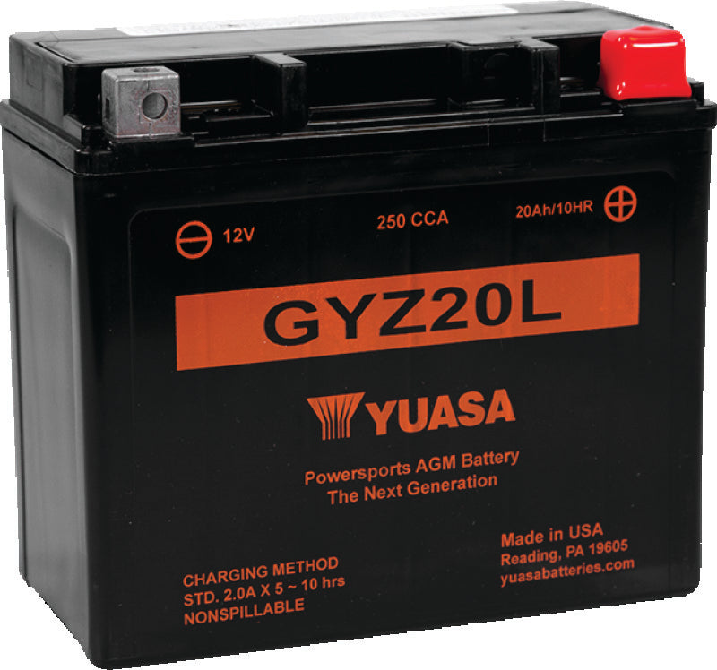 Yuasa Battery YUAM720GZ Yuasa GYZ20L High Performance Maintenance Free AGM 12-Volt Battery - Photo - Primary