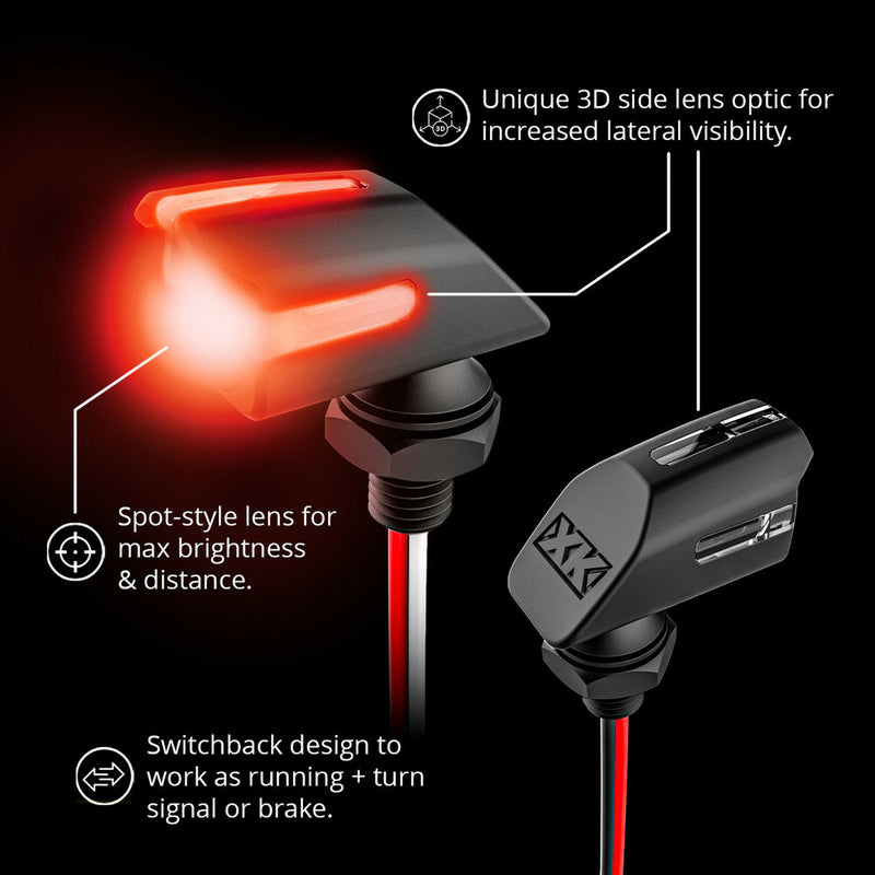 Xk Glow 653-0168 XK034022-RB MINI LED TURN SIGNAL BLACK RED PAIR