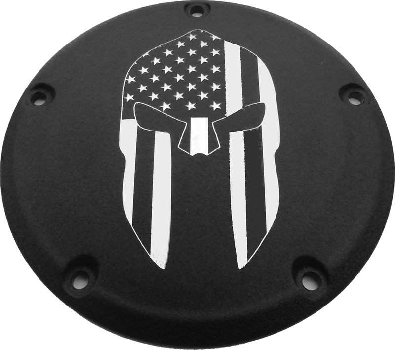 Custom Engraving 6 M8 Softail Derby Cover Spartain Black - PATR20-67BG For Harley Softail 2018-2022