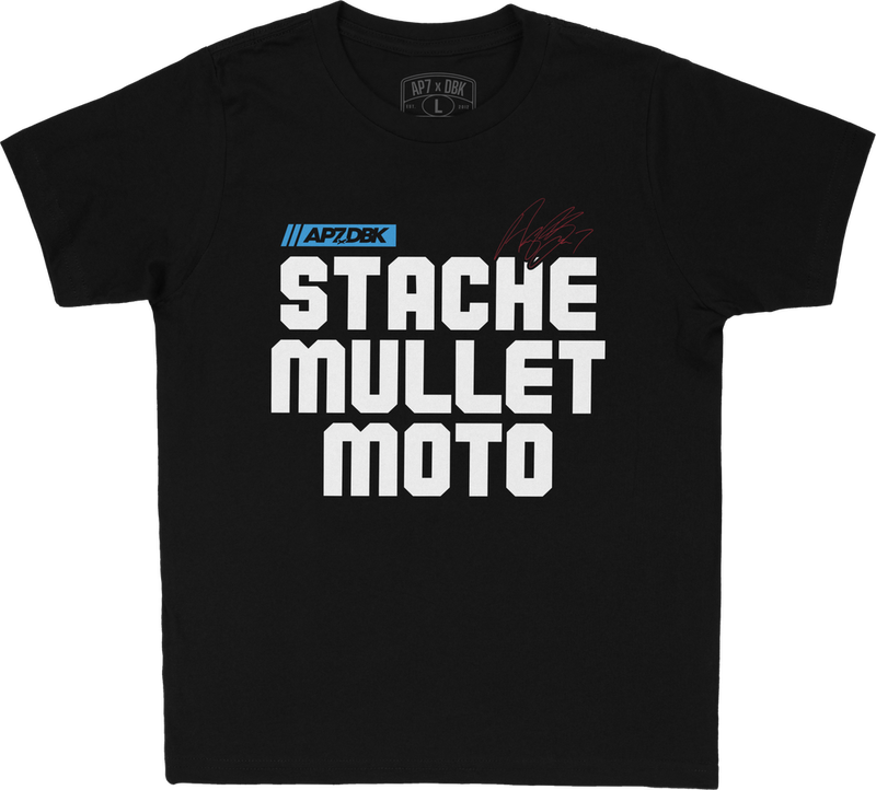 Dbk 325-00026YX YTAP-STACHEMULL-XL STACHE MULLET MOTO YOUTH TEE BLACK YX