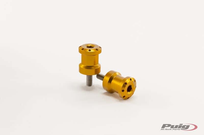 Puig Hi-Tech Parts Swingarm Spools HI-Tech 6MM Gold 2/PK - 5922O For Yamaha Motorcycles 1987-2021 | Aprilia Motorcycles 1998-2021