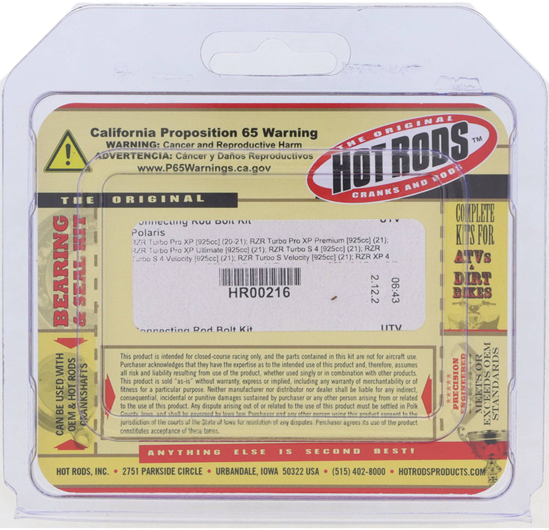 Hot Rods Connecting ROD Bolt Kit - HR00216 Polaris RZR / Scrambler 2016-2021