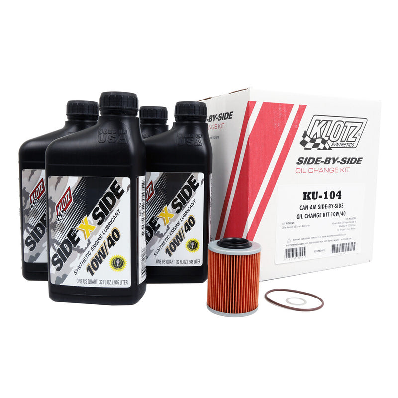 Klotz Oil Sidexside OIL Change Kit 10W40 W OIL Filter CAN - KU-104 Can-Am Maverick 2017-2023