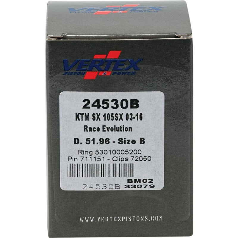 Vertex Piston Kit Cast Race Evolution 51.96/Stroker - 24530B KTM SX 105 2004-2011