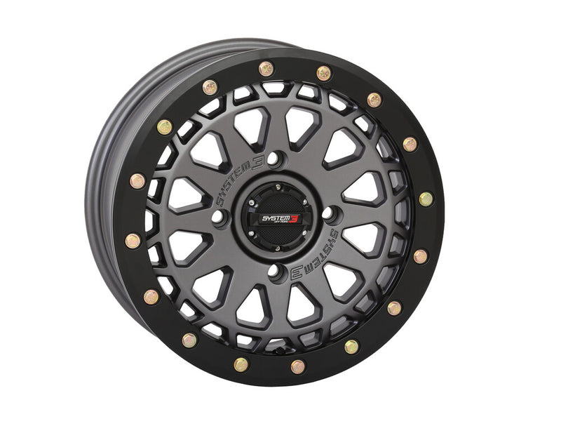 System 3 SB6 BL Wheel 15X7 5+2 (+38MM) 4/156 Matte Gunmetal Grey - 15S3-6656 Kawasaki UTVs 2015-2023