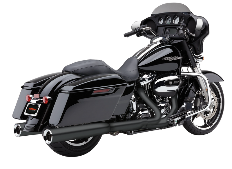 Cobra 4.5" Powrflo Round Slip-ONS Black FLH FLT - 6214RB For Harley Touring 2017-2026