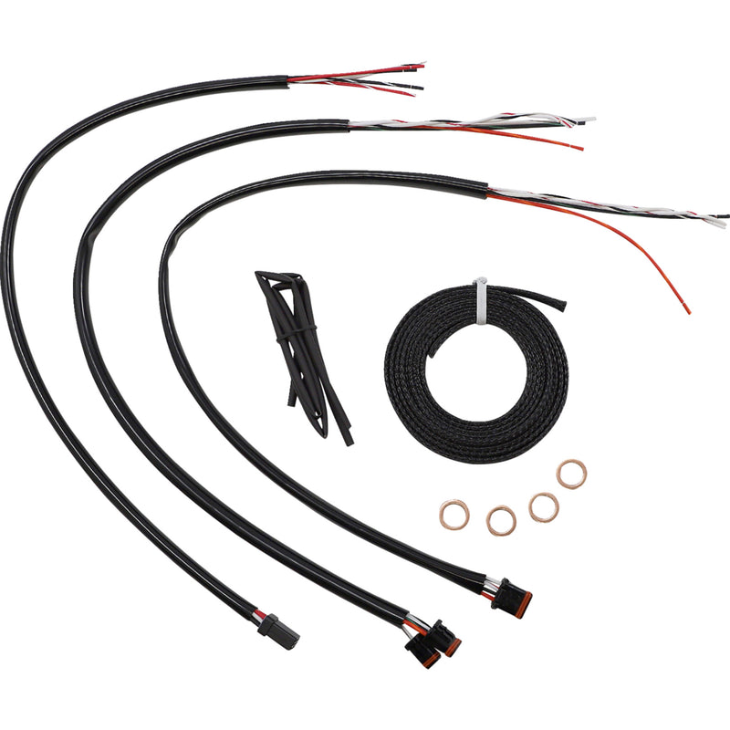 LA Choppers Complete Midnight Braided Handlebar Cable Brake Line Kit — Standard Quick Connect 15"-17" - LA-8156KT2-16M For Harley Softail 2018-2022