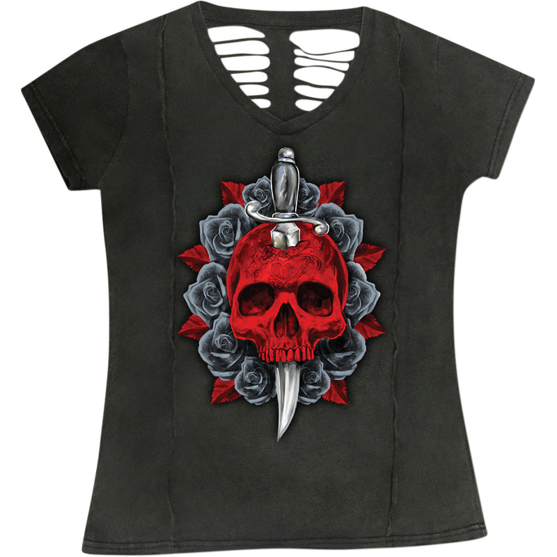 LETHAL THREAT 3031-3677 LA20707L Women's Dagger Skull T-Shirt gray - large