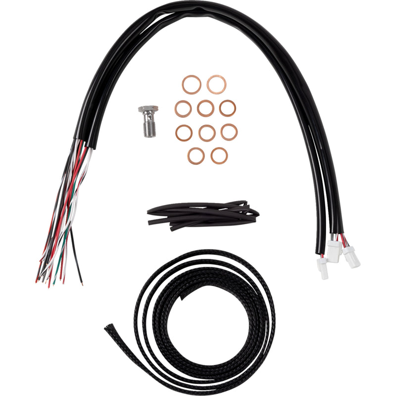 LA Choppers Complete Stainless Braided Handlebar Cable Brake Line Kit — Cable Kit 12"-14" Handlebars - LA-8059KT2-13 For Harley Touring 2023-2026