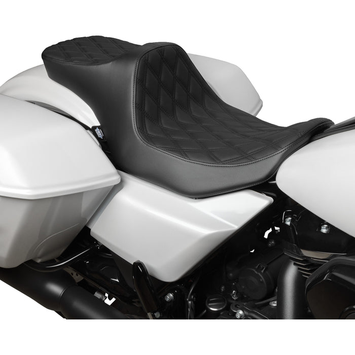 DRAG SPECIALTIES 0801-1931 Predator III Seat - Double Diamond - Black Stitching - FLT/FLH '23-'24