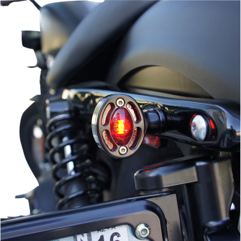 JOKER MACHINE 2020-1313 05-250-RB Omega LED Turn Signals - Black with Red LEDs