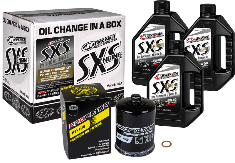 Maxima Racing Oil 78-90125 90-189013 SXS QUICK CHANGE KIT 5W50 WITH BLACK OIL FILTER